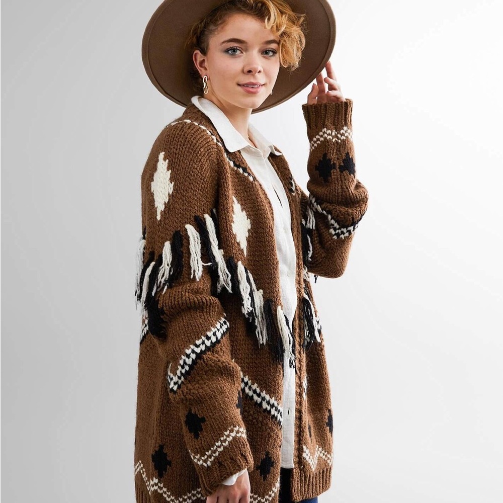 Gilded Intent Brown and Cream Cardigan